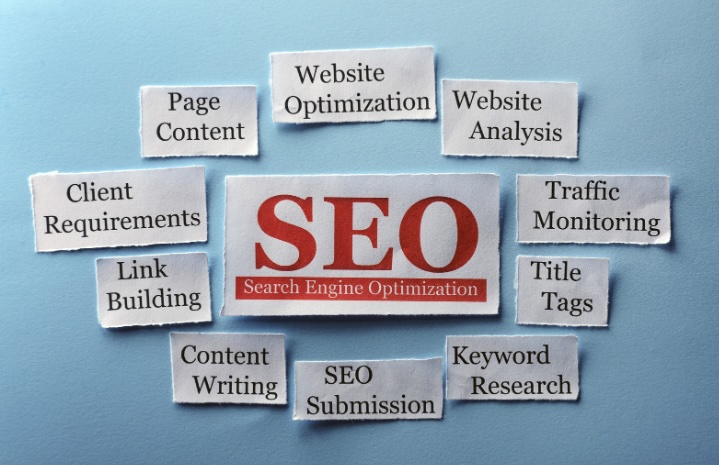 Papers with "SEO" prominently written.